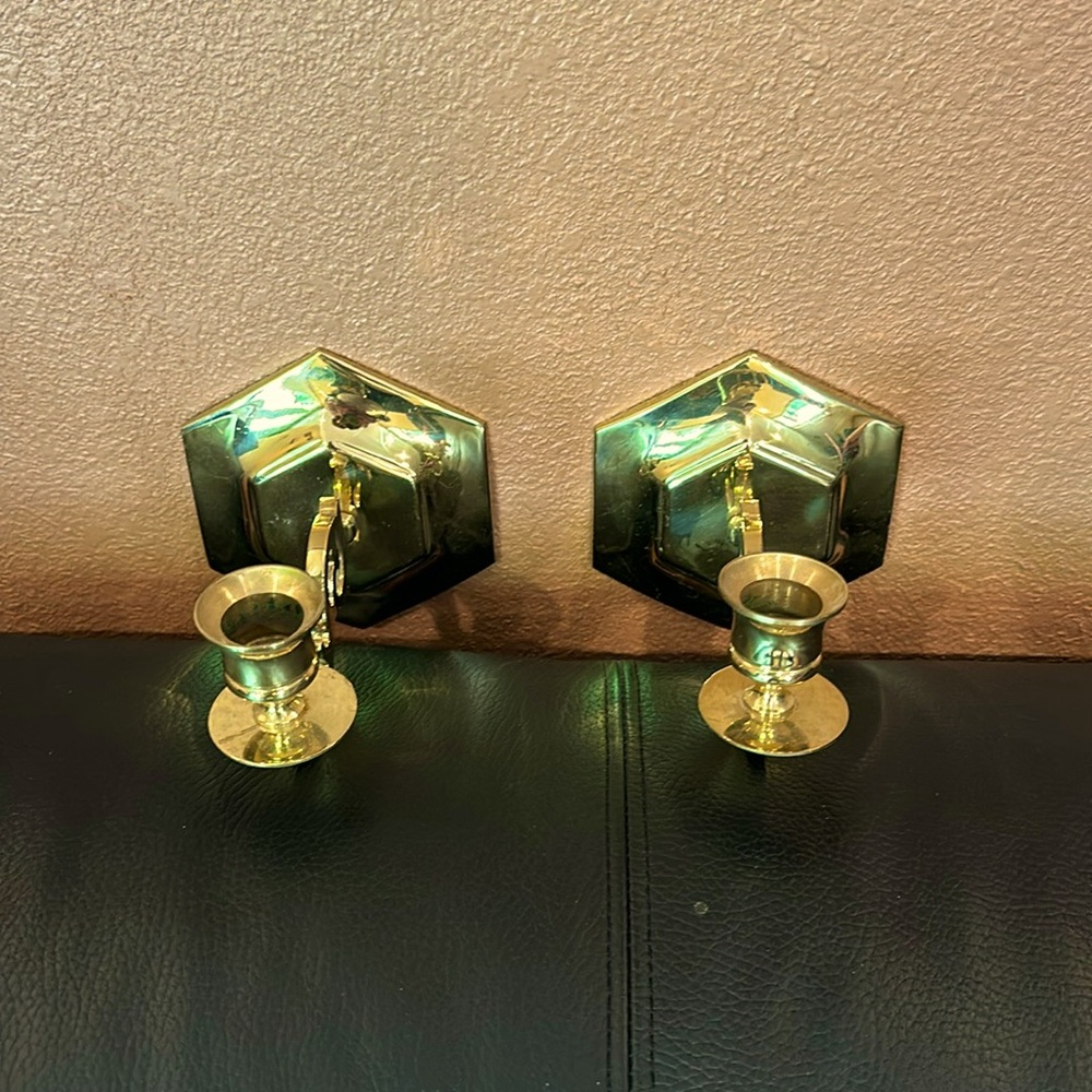 Brass candle sconces